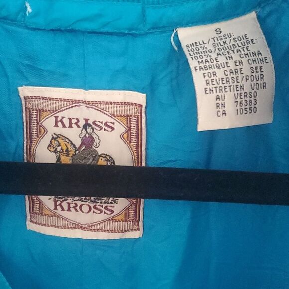 100% Silk Teal Blue Jacket - Picture 2 of 9